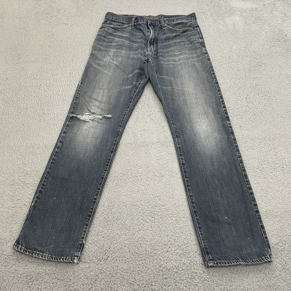 American Eagle Jeans Mens 33x34 Blue Denim Relaxed Straight Medium Wash Cotton